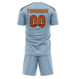 Custom Light Blue Orange Soccer Jersey