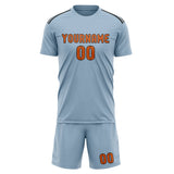 Custom Light Blue Orange Soccer Jersey