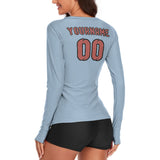 Custom Light Blue Copper Rose Women's Long-Sleeve Shirt