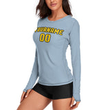 Custom Light Blue Gold Women's Long-Sleeve Shirt