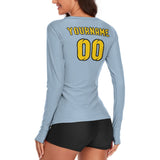Custom Light Blue Gold Women's Long-Sleeve Shirt