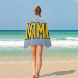 Custom Light Blue Gold Beach Towel