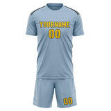 Custom Light Blue Gold Soccer Jersey