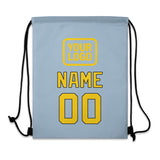 Custom Light Blue Gold Drawstring Bag