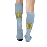 Custom Light Blue Gold Knee-High Sock