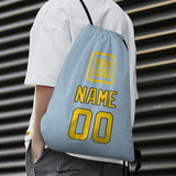 Custom Light Blue Gold Drawstring Bag