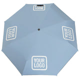 Custom Light Blue White Automatic Umbrella