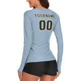 Custom Light Blue Olive Women's Long-Sleeve Shirt