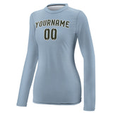 Custom Light Blue Olive Women's Long-Sleeve Shirt