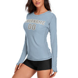 Custom Light Blue Gray Women's Long-Sleeve Shirt