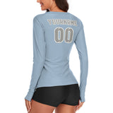 Custom Light Blue Gray Women's Long-Sleeve Shirt