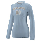 Custom Light Blue Gray Women's Long-Sleeve Shirt