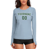 Custom Light Blue Green Women's Long-Sleeve Shirt
