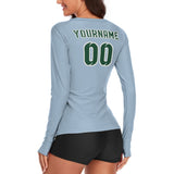 Custom Light Blue Green Women's Long-Sleeve Shirt