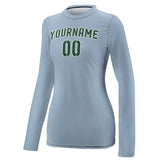 Custom Light Blue Green Women's Long-Sleeve Shirt