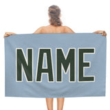 Custom Light Blue Dark Green Beach Towel