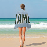 Custom Light Blue Dark Green Beach Towel