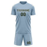 Custom Light Blue Dark Green Soccer Jersey