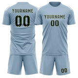 Custom Light Blue Dark Green Soccer Jersey