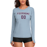 Custom Light Blue Purple Women's Long-Sleeve Shirt