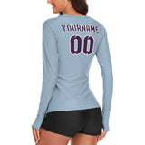 Custom Light Blue Purple Women's Long-Sleeve Shirt