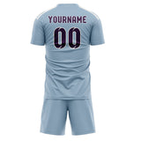 Custom Light Blue Purple Soccer Jersey
