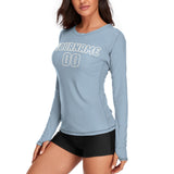 Custom Light Blue Light Blue Women's Long-Sleeve Shirt