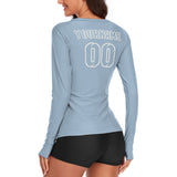 Custom Light Blue Light Blue Women's Long-Sleeve Shirt