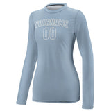 Custom Light Blue Light Blue Women's Long-Sleeve Shirt