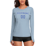 Custom Light Blue Sky Blue Women's Long-Sleeve Shirt