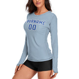 Custom Light Blue Sky Blue Women's Long-Sleeve Shirt