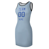 Custom Light Blue Sky Blue Sleeveless Vest Dress