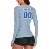 Custom Light Blue Sky Blue Women's Long-Sleeve Shirt