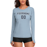 Custom Light Blue Blue Women's Long-Sleeve Shirt