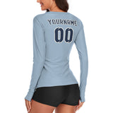 Custom Light Blue Blue Women's Long-Sleeve Shirt