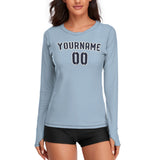 Custom Light Blue Navy Women's Long-Sleeve Shirt