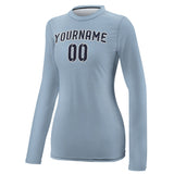 Custom Light Blue Navy Women's Long-Sleeve Shirt