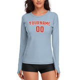 Custom Light Blue Orange Red Women's Long-Sleeve Shirt