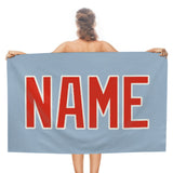 Custom Light Blue Orange Red Beach Towel