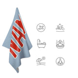 Custom Light Blue Orange Red Beach Towel