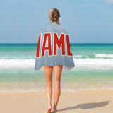 Custom Light Blue Orange Red Beach Towel