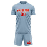 Custom Light Blue Orange Red Soccer Jersey