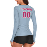 Custom Light Blue Pink Women's Long-Sleeve Shirt