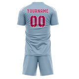 Custom Light Blue Pink Soccer Jersey