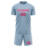 Custom Light Blue Pink Soccer Jersey