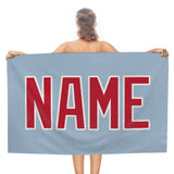 Custom Light Blue Red Beach Towel