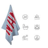 Custom Light Blue Red Beach Towel