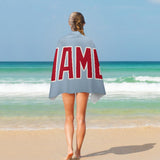 Custom Light Blue Red Beach Towel