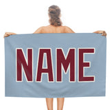 Custom Light Blue Crimson Red Beach Towel