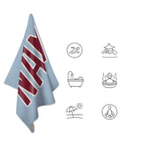 Custom Light Blue Crimson Red Beach Towel